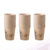 Disposable Cups Straws 50pcs Cup Decorative Bamboo Fiber Paper Party Tableware For Birthday Wedding Festival