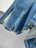 Saias Salia Irregular de jeans de jeans 2024 Primavera verão Cantura alta solta e emagrecer roupas coreanas plissadas