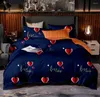 Ensembles de literie Blue Geometric Grid Set Brief Style 4pcs Lits-lin lin Euro Home Textiles Printing Bedclothes Pillow Base LHM16