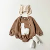 Rompers 2024 Ins Baby Girls Vêtements Animaux en laine Sweat à capuche Bébé garçons Préscolaire Vêtements chauds bébé combinaison automne et hiver2405