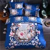 Literie sets home textiles fleur de style chinois mariage bleu 4pcs couverture de lit de lit de lit de lit