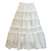 Saias francesas românticas grande balanço branco cintura elástica longa saia long