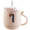 Mugs 450ML Cute Hamster Mug Creative Cartoon Ceramic Japanese Coffee Milk Breakfast Cup With Cover Spoon Korean Girl Tea