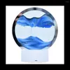 Lâmpadas de mesa Paisagem natural Flowing Sand Picture Art Art Hourglass Vidro transparente redondo pintura colorida azul
