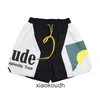 Rhude high end designer shorts för modemän och kvinnors solnedgångsbrev utskrift färgade sport shorts avslappnad med 1: 1 original etiketter