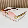 Sunglasses Metal Rimless Fashion Luxury Steampunk 90s Glasses Vintage UV400 Protection Eyewear For Women Men