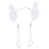 Fourniture de fête Blanche-tête en plumes avec un accessoire de cheveux décoratifs à filet pour femmes