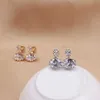 Stud Koreaner minimalistischer Mode glänzender Zirkonia -Clip an Ohrringen ohne durchbohrte geometrische Ohrclips für Frauen Hochzeitsfeier Juwely J240513