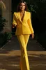 Pantalon féminin jaune vif costume 2 pièces sur mesure Slim Fit Mother of Bride Blazer Jacket Guest Wear Pantal