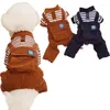 Ubrania dla psów zagęszczona ciepła płaszcz kombinezonu zimowe paski do kieszeni ubrania dla małych psów Puppy Cord Cord Pants 4-L-LEGS JUSZCZES