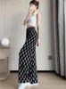 Frauenhose Sommer Frauen Draw String gerade Bein Vintage Low Rise Striped Print Lounge Mädchen Hosen Streetwear Y2K Frauen