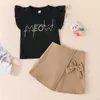 Ensembles de vêtements Ensemble de vêtements pour Kid Girl 2-7 ans Tshirt à manches papillon et pantalon court de 2 à 7 ans pour bébé girll2405