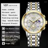 Armbandsur Lige herrklockor Top Quartz Watch for Men Chronograph 24 Hour Display Moon Phase Waterproof Luminous Wristwatch