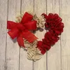 Decorative Flowers Home Heart-Shaped Red Garland Pendant Valentine'S Day Hanging Cloth Pleat Props Yard Fence Festival Decoration