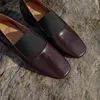 Lässige Schuhe Frauen Basis für Frühling Herbst Echte Leder Flats Square Toe Slip-on Ladies Dress Prom Karriere Vintage Vintage