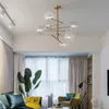 Chandeliers en verre d'art moderne Nordic Design Black Gold LED lampe pour le salon chambre à coucher
