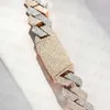 Collier VVS à deux tons Iced Sterling Sier et rose Gold Big Énorme chaîne de Moissanite Cuban Link de 18 mm