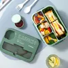 Boîte à lunch pour la vaisselle Bento Conteneurs Portable avec des baguettes à fourchette à fourchette Contaignage à feuilles mobilières four à micro-ondes