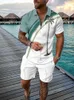 Summer Beach Coco Coco 3D Stampa di sudore da uomo Set di cerniera casual con cerniera Polo e pantaloncini 2 pezzi Set di abiti da uomo di moda 240513