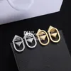 Triangle Metal Earrings Eardrops Luxury Golden Stainless Steel Earrings Drop Studs With Gift Box