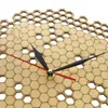 Wall Clocks Bees and Honeycomb Natural Wooden Wall Clock Hexagon Wall Art Wood Bee Honey Contemporary Wooden Clock Room Decor Watch