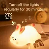 Led Night Lights Leuke schapen Panda Rabbit Silicone Lamp USB Oplaadbare Timing Bedside Decor Kids Baby Nightlight Birthday cadeau 240507