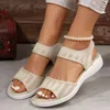 Casual Shoes Women Summer 2024 Fashion Sandals Mesh Fish Mouth Sports Plus Size 43 Flying Woven Flat Sandalias Mujer