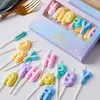 5pcs Cougies Fête Golden English Lettres Joyeux anniversaire Small Candle Gâteau coloré lettre d'anniversaire Bougies Childrens Adult Party Lettre