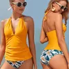 Kvinnors badkläder Bikini 2024 Mujer V Neck baddräkt Kvinnor Lace Up Tankini Beach Bathing Suit Female Brasilian