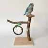 Other Bird Supplies Parrot Swing Hanging Toy Natural Wood Bell Cage Toys Rough Surfaces Design Climbing For Budgie