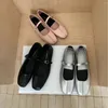 Chaussures décontractées ippeum ballet noir flat femme en cuir d'été slip sur les pieds carrés ballerines femme chaussure