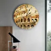 Wall Clocks Italian Roman Retro Style Ruins Round Wall Clock Hanging Silent Time Clock Home Interior Bedroom Living Room Office Decor