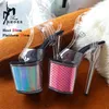 Sandales sexy 20cm / 8 pouces exotiques strip-teaseuse hauteur plate-forme transparente paillettes glitoyantes talons pole chaussures de pole