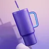 40オンスのマグタンブラーウォーターボトルハンドルの断熱蓋付きの純粋な色ストローステンレススチールコーヒーカップ家庭旅行用サーマル