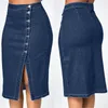 Kjolar kvinnor mode denim blyerts kjol hög midja knälängd blå jeans sommar avslappnad harajuku vintage