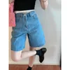 Damesjeans vrouwelijke zomerstreetwear casual broek vrouwen vintage capris knie lengte dames hoge taille wijd been broek Q110
