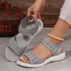 Casual Shoes Women Summer 2024 Fashion Sandals Mesh Fish Mouth Sports Plus Size 43 Flying Woven Flat Sandalias Mujer