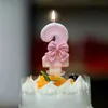 5PCS Świece Numer 8 urodzin Świece Cake Topper świece z różowym łukiem dla dziewczyny 1. urodziny 16. impreza dekoracja ciasta baby shower