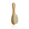 Nouveau-né bébé en laine naturelle bébé brosse en bois peigne brosse à cheveux nouveau-nés