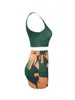 LW plus taille crop top shorts à imprimé géométrique Set Summer Womens Overiette le gilet solide et l'impression courts de deux pièces de deux pièces 240429