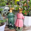 Decorative Figurines 2Pcs Garden Decoration Couple Rabbits Ornament Outdoor Easter Retro Desktop Home Furnishings