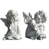 Figurines décoratives ailes ange statue sieste jardin figure résine petite fille sculpture mignon fleurs décoration de fée
