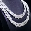 Mens Link 15mm 3 rader Miami Iced Out Diamond Cut Moissanite Cuban Chain Sterling Sier 14K Gold Hip Hop Jewelry