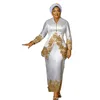 Élégants robes de soirée de gaine blanche arabe avec applications en dentelle en or V-Col à manches longues Formeal Party Events Gowns 2024 Mère de la Robe de la mariée