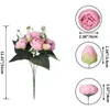 Fiori decorativi 30 cm Rosa rosa seta peonia bouquet artificiale 5 grande testa e 4 boccioli falsi per decorazione per matrimoni domestici interni