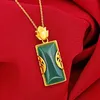 Pure Natural Jade Emerald Kamień Naszyjnik do unisex 14 K Gold Color Bizuteria Bijoux femme Joyas 240511