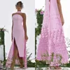 Robes de piste Robe de balle saoudienne robe de soirée rose sans manches couches