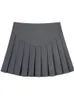 Gibsie plus size kvinnor hög midja veckad kjol kawaii casual skola koreanska a-line kjol grå svarta minikjolar för flickor 240513