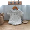 Romances Milancel New Baby Tight Top Peter Pan Collar Girls Breathable Linen Boys Clothingl2405