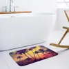 Carpets Starry Sky Coconut Tree Lune décorative Anti-Slip Bath Carpet Salle de bain Cuisine Bedroon Mattes de sol intérieur